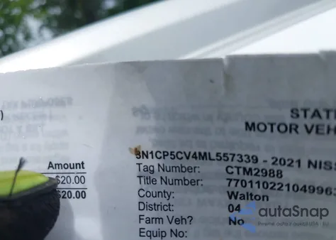 2021 Nissan Kicks Sv Xtronic Cvt z USA, uszkodzony, nr VIN 3N1CP5CV4ML557339